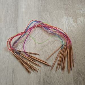 Circular Colorful Wooden Knitting Needles, BUNDLE OF 17